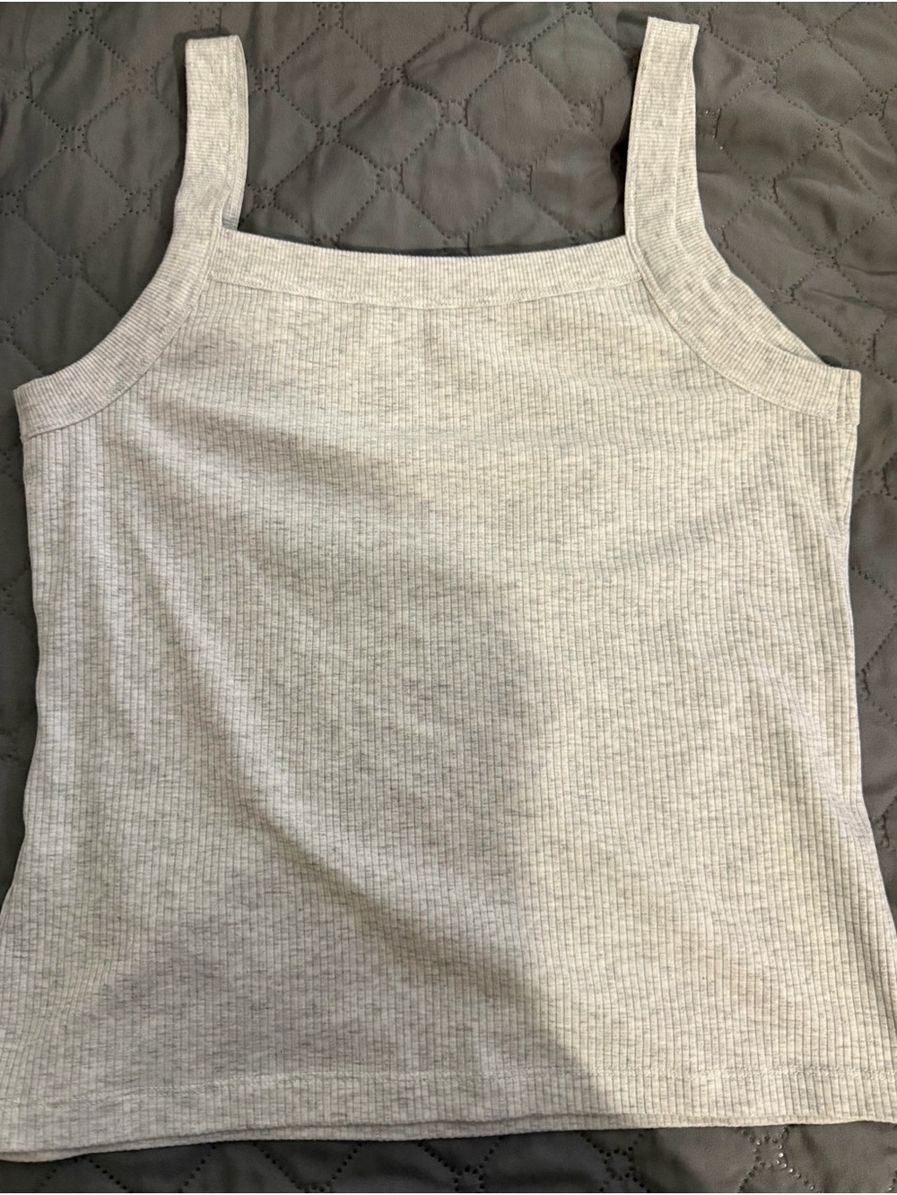 American Eagle Outfitters Ribbed Square Neck Tank Top - Heather Gray